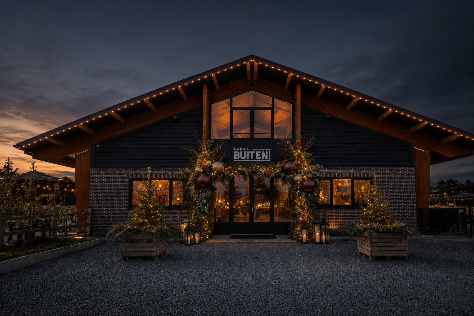 Lokaal Buiten in een warme kerstsetting